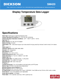 Thumbnail of document Data Sheet - SM Display Temperature Data Logger